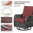 thumbnail image 4 of PARKWELL 2PCS Outdoor Swivel Gliders - Patio Wicker Bistro Furniture Set for Porch Balcony Backyard - Red Cushioned Swivel Rocking Chairs in Gray Wicker, 4 of 5