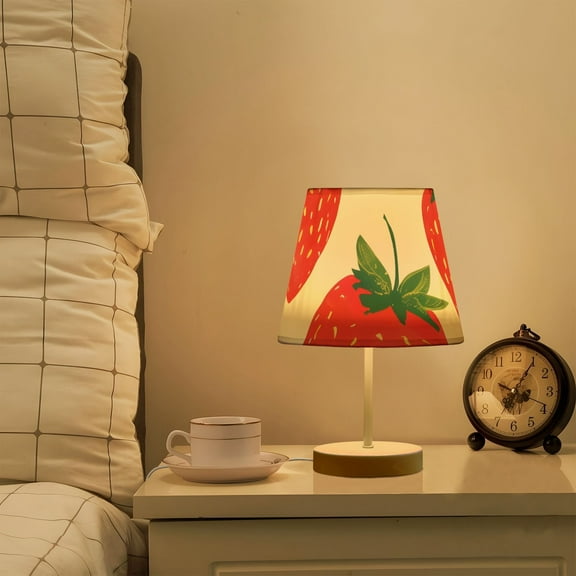 Strawberries LED Desk Lamp Table Lamp USB Bedside Nightstand Small Lamp for Bedroom Living Room Kids Room