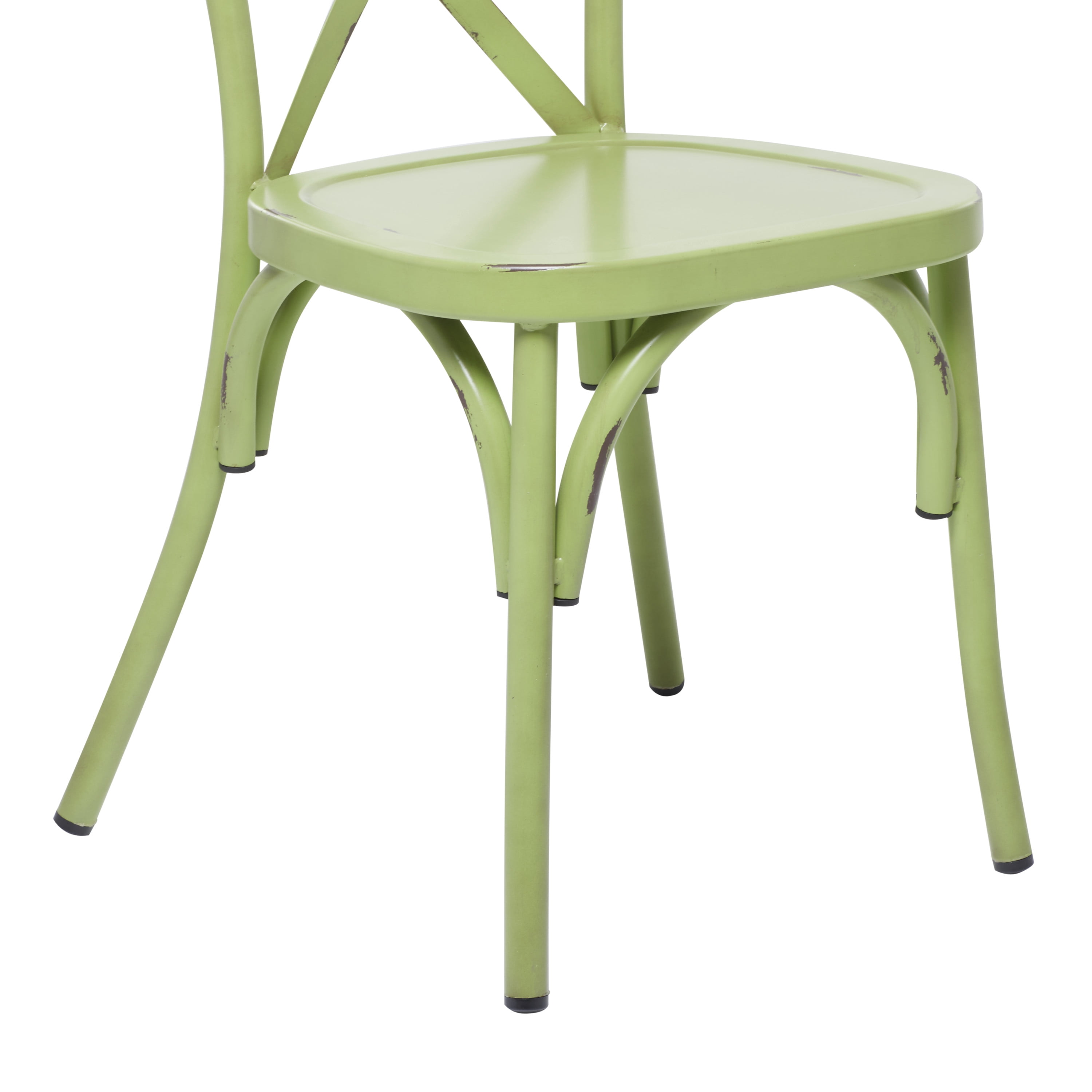 DecMode 22"W, 35"H Metal Farmhouse Outdoor Dining Chair, Green, 2-Piece