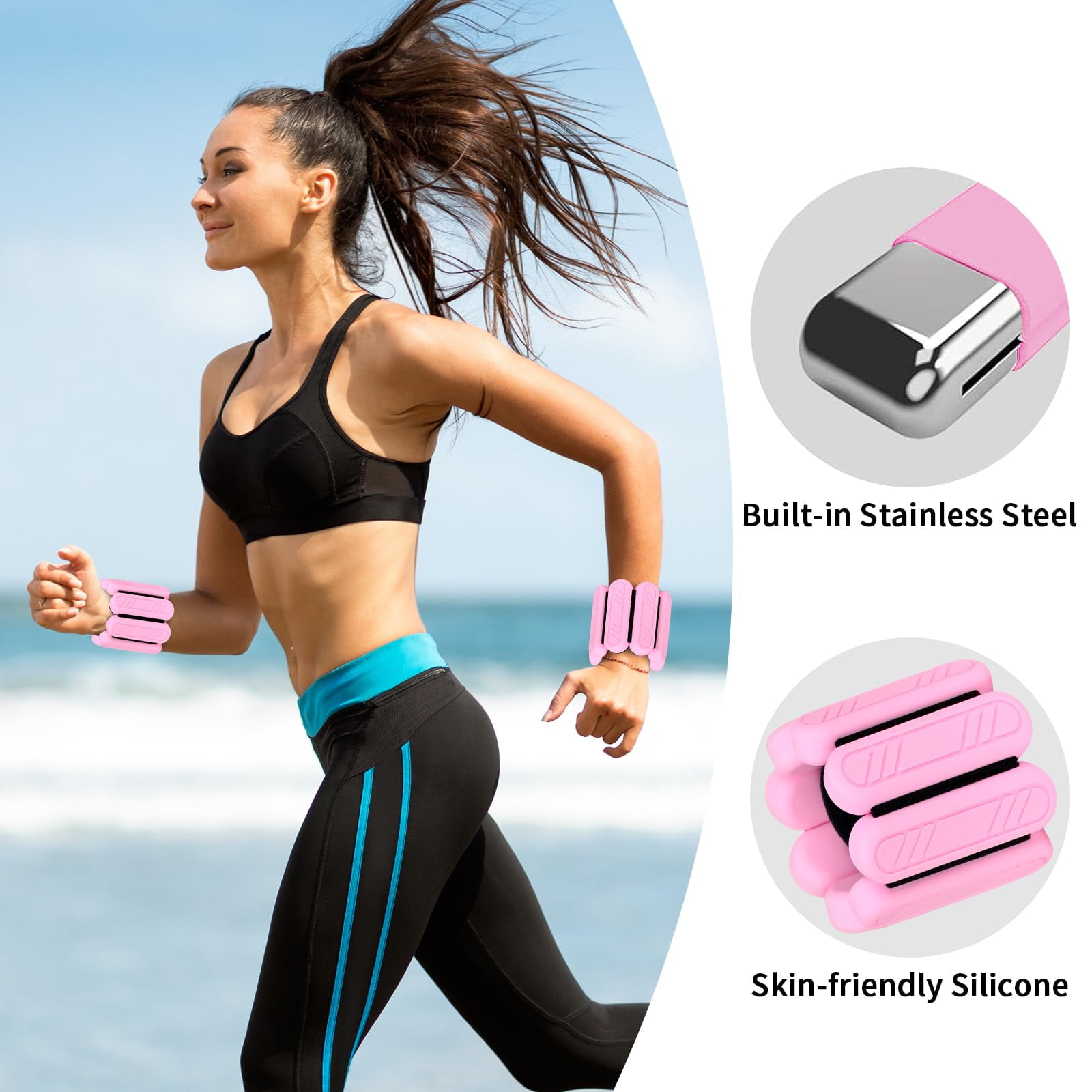 LTECARP Adjustable Ankle & Wrist Weights for Women & Men, 1/2/4 lbs Silicone Design with Comfort Fit - Arm/Leg Workout Weights for Gym, Pilates, Yoga, Walking, Barre, Dance