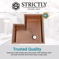 thumbnail image 6 of Strictly Sinks 30” Workstation Corner Kitchen Sink – Copper Single Bowl 16 Gauge Stainless Steel Corner Sink, 6 of 10