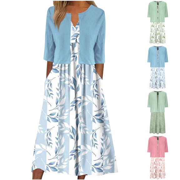 Vetsdori Womens Sleeveless Midi Dresses 2 Piece Floral Print Slip Dress Summer Casual Tank,Sundress V-Neck Dresses for Women Lightweight