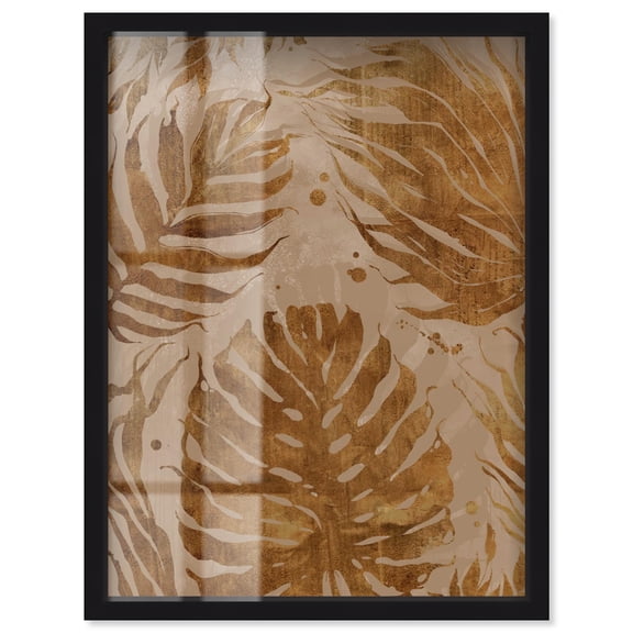 Palmas en dorado Shadowbox Print Palm Tree Art by Art Remedy, Black Frame, 16 x 20