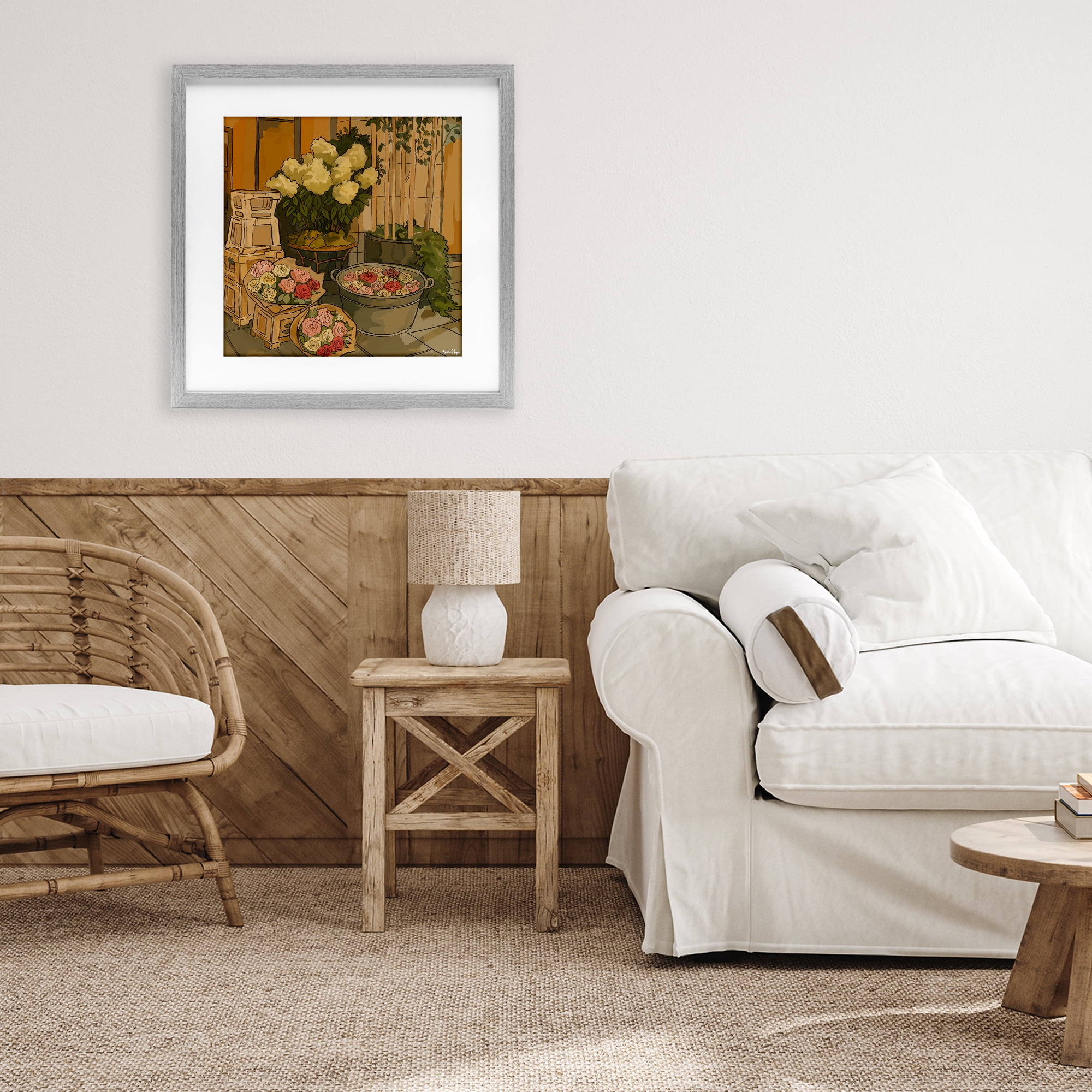 Stupell Industries London Town Flowers Gray Framed Print Under Glass, design by Amelia Noyes