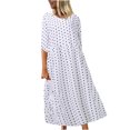 thumbnail image 2 of SMihono Robes d'Été Bohémiennes pour Femmes Grande Taille Mode d'Été Col Rond Manches Courtes Imprimé Robe Décontractée, 2 of 8