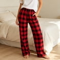thumbnail image 4 of Ohufall Pajama Pant for Women Plaid Elastic Waist Soft Pant Sleep Lounge Comfort Casual Sleepwear, 4 of 8