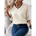 thumbnail image 4 of Women's Casual V-Neck Dropped Shoulder Long Sleeve Sweater, Autumn,Fall,Cozy Fall And Winter, 4 of 5