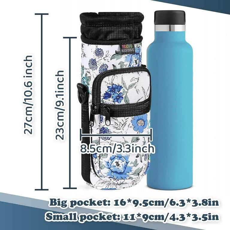 Nuovoware Water Bottle Carrier Bag, Bottle Pouch Holder, Adjustable Shoulder Hand Strap 2 Pocket Sling Neoprene Sleeve Sports Water Bottle Bag for Men