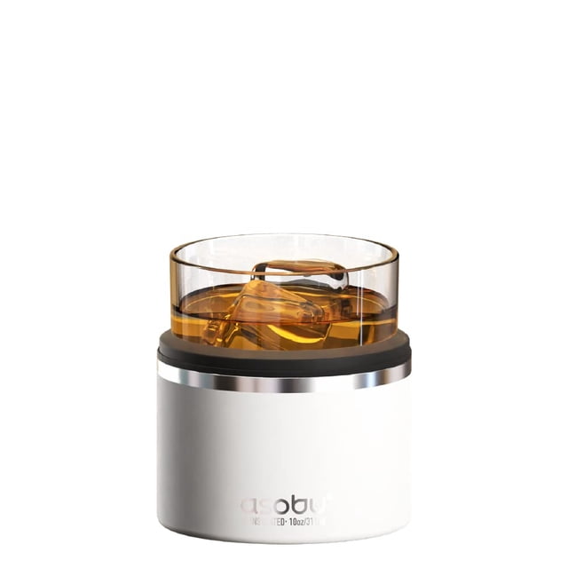 Vaso de whisky Asobu con aislamiento de acero inoxidable, 310 ml, blanco