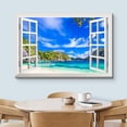 thumbnail image 3 of wall26 Canvas Print Wall Art Window View to Boat &amp; Tropical Beach Island Nature Wilderness Photography Realism Rustic Landscape Colorful Multicolor Ultra for Living Room, Bedroom, Office - 32&quo, 3 of 5