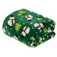 thumbnail image 2 of Holiday Blanket, Printed Soft Plush Throw, Fun Print Theme, Home Décor Fuzzy Warm & Cozy, for Bedding, Couch & Gift, 50” x 60” - Green Snowman, 2 of 2