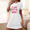 thumbnail image 2 of Short Nightgowns for Women Night Gowns for Women Heart Print Sleepdress Short Sleeve Round Neck Sleepshirt Comfort Pajama Dress Sleepwear T-Shirt Loungewear House Dress Women Pajama Skirt White XL, 2 of 5