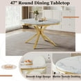 thumbnail image 4 of 5-Piece Dining Table Set, 46.8" Round Modern Faux Marble Table with Stainless Steel Base, 4 PU Upholstered Chairs, Dining Set for Small Space, Apartment Studio, 4 of 7