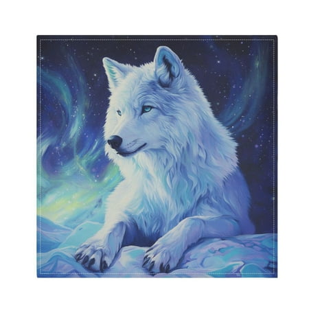 

JSTEL Arctic Wolf Cloth Napkins Set of 4 20x20 Inch Washable and Reusable Napkin for Decoupage Dinner Party Everyday Use