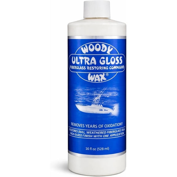 Woody Wax Ultra Gloss Restoring Compound, Professional-Grade Fiberglass Restoration & Oxidation Remover for Boats & Yachts, Diminishing Micro-Abrasive Formula for High Gloss Gel Coat Finish, 16 oz