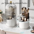 thumbnail image 2 of Sliding Lid Toothbrush Organizer,360° Rotating 3 Slots Bathroom Organizer Countertop,Concealed Vanity Makeup Brushes Holder,Gray, 2 of 8