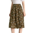 thumbnail image 1 of INSPIRE CHIC Women's High Waisted Split Hem A-Line Floral Skirts, 1 of 6