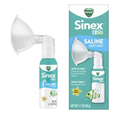 Vicks Sinex Kids Saline Easy Mist, Gentle Congestion Relief, Drug-Free Safe for Kids All Ages, 1.7 oz