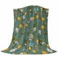thumbnail image 6 of Green Botanical Blanket Soft Cozy Warm Throw Blanket for Couch, Plush Fuzzy Flannel Fleece Blankets for Sofa, Spring Floral Summer Lemon Birds Bed Blankets Lightweight Gifts for Women, 40"x60", 6 of 9