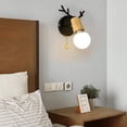 thumbnail image 5 of Aplique de pared de madera con asta de ciervo negra de estilo escandinavo con encanto nórdico para la decoración de tu hogar con interruptor de tiro, 5 of 5