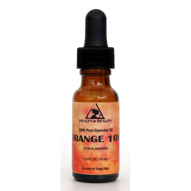 Orange 10x (10 Plis) Huile Essentielle Aromathérapie Biologique Verre Goutte à Goutte 0,5 oz 15 ml