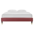 thumbnail image 6 of Platform Bed Frame, Queen Size, Velvet, Pink, Modern Contemporary Urban Design, Bedroom Master Guest Suite, 6 of 8