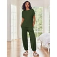 thumbnail image 3 of Ekouaer Two Piece Outfits Lounge Sets for Women Sweater Sets Knit Short Sleeve Tops Jogger Pants Matching Tracksuit, 3 of 6
