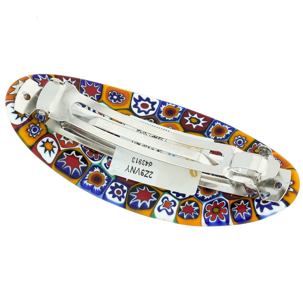 GlassOfVenice Murano Glass Millefiori Oval Hair Clip - Multicolor