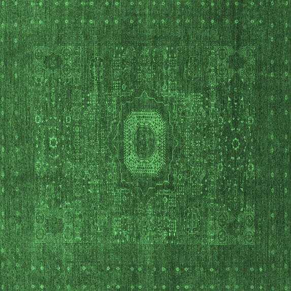 Ahgly Company Indoor Square Oriental Emerald Green Modern Area Rugs, 5' Square
