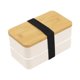 thumbnail image 1 of Recipiente Doble Capa Caja Bento Compartimentos con Tapa Bambú y Cubiertos Portátil PP Elegante Adecuada para Oficina Hogar Viajes Picnic Blanco, 1 of 9