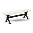 thumbnail image 1 of Pemberly Row X-Style 15x60" Wood Dining Bench in Black/Linen White, 1 of 5
