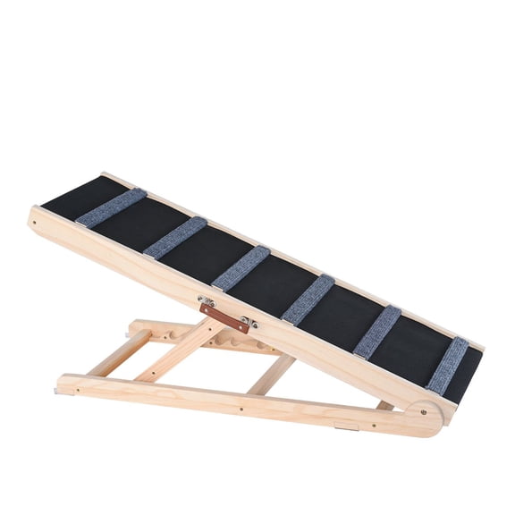 Folding Wooden Pet Ramp for Bed Sofa and Car Adjustable 13.77 to 25.59 Inches 41.3 Inches Long for Small Large Senior Dogs and Cats