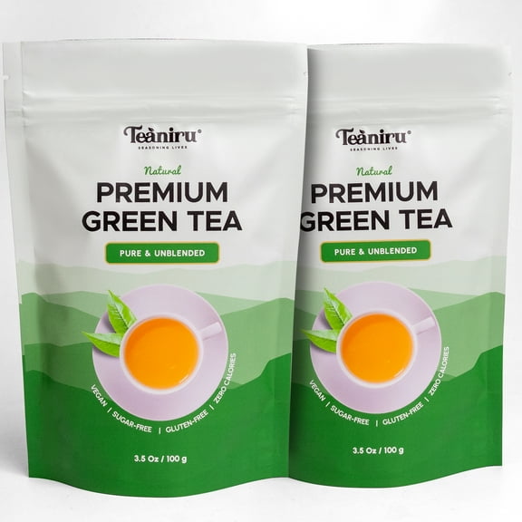 Teaniru Premium Green Tea | Whole Leaf Green Tea, 3.5 oz (Pack of 2) - 100+ Cups | 100% Natural And Single Origin Green Tea | Antioxidant-rich Unblended Green Tea Leaves in Resealable Pouch
