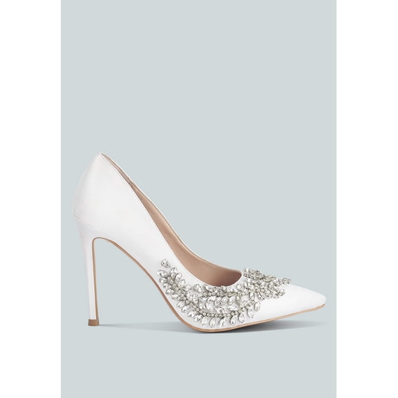 Ashlyn Rhinestones Embellished Satin Stiletto Pumps