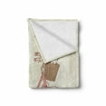 thumbnail image 2 of Dog Soft Flannel Fleece Blanket, Romantic Postcard from Paris Pattern Dog in Basket of the Bicycle Illustration, Cozy Plush for Indoor and Outdoor Use, 60" x 80", Eggshell and Coral, by Ambesonne, 2 of 6
