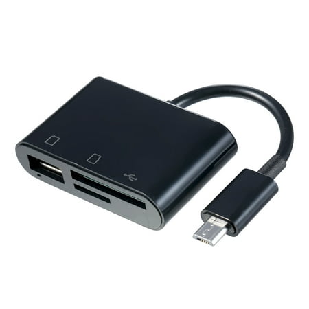 Image of 3-in-1 Micro USB to USB2.0++TF Adapter Micro USB OTG to USB2.0 Adapter TF Micro Reader for Micro USB Devices Black