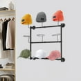 thumbnail image 3 of 3-Tier Wall-Mounted Hat Rack, 23.6" Black Powder-Coated Steel, 9 Adjustable Hooks, Heavy-Duty 22lb Capacity, Space-Saving Organizer for Entryways, Cloakrooms & Retail Displays, 3 of 19