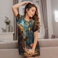 thumbnail image 3 of Easygdp Cute Butterfly Bear Camisón de manga corta para mujer, informal, estampado, 3 of 6