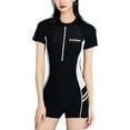 thumbnail image 4 of Women Short Sleeve Swimsuit Zip Bathing Suit Summer Athletic Swimming Suits S, 4 of 8