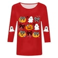 thumbnail image 6 of zaveiop Halloween Shirts for Women 2025 Casual Round Neck and Three Quarter Sleeves Funny Holiday Graphic Tee Fall Winter Loose Fit Tops (Red, XXL), 6 of 6