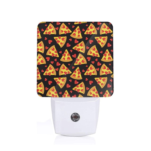 Balery Cartoon Pizza Luz Nocturna LED con Sensor Automático, Enchufe con Sensor Crepuscular, Luz Suave de 0.5W para Dormitorio, Pasillo, Baño-UK