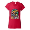 thumbnail image 3 of Funny Neon Sloth | Dean Russo Art Animal Lover Women's Standard V-Neck Tee, Red, M, 3 of 5