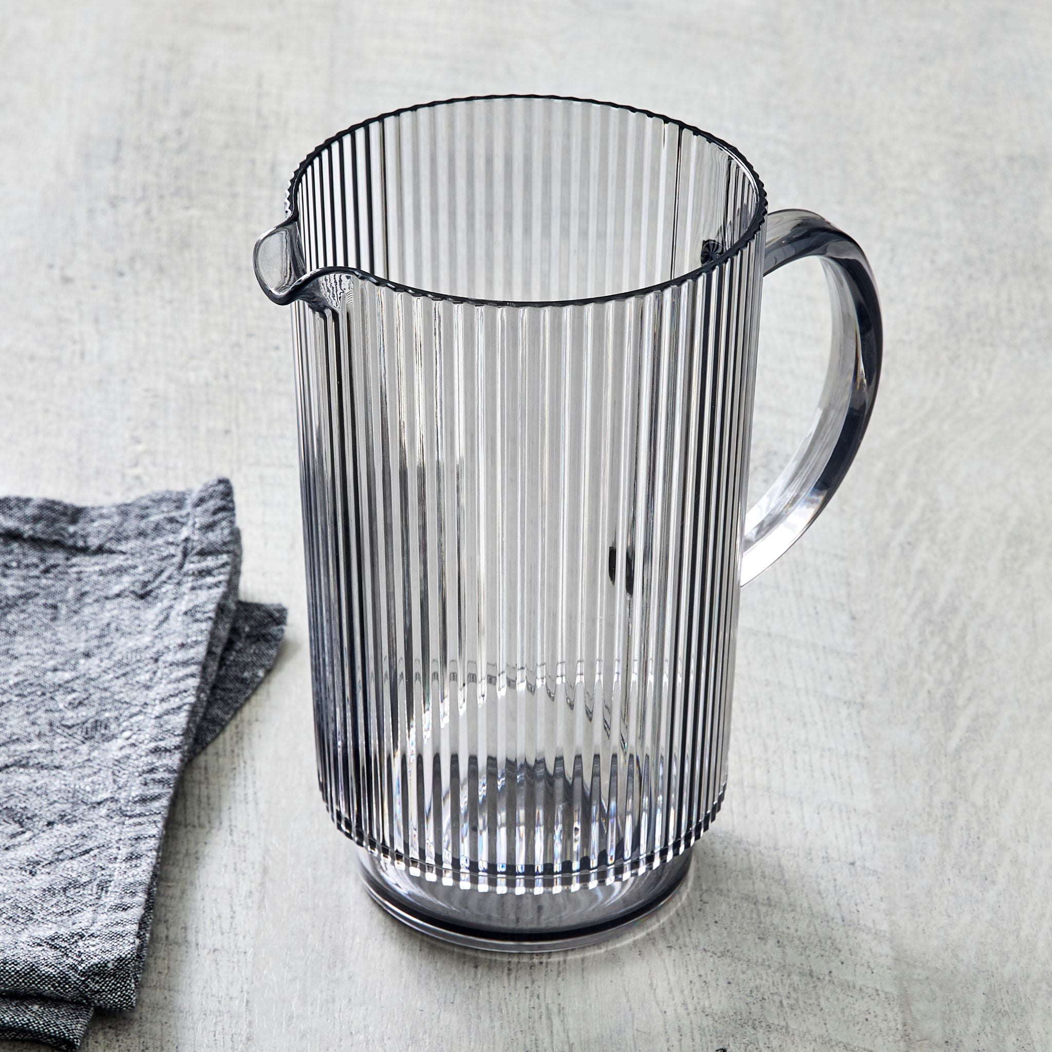 Better Homes & Gardens Gray 2.2-Quart Plastic Ribbed Pitcher Set with Tumblers, 5-Piece