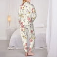 thumbnail image 3 of Pajama Sets for Women 2 Pcs, Floral print B Button Down Long Sleeve Sleepwear Lounge PJ Sets, 3 of 6
