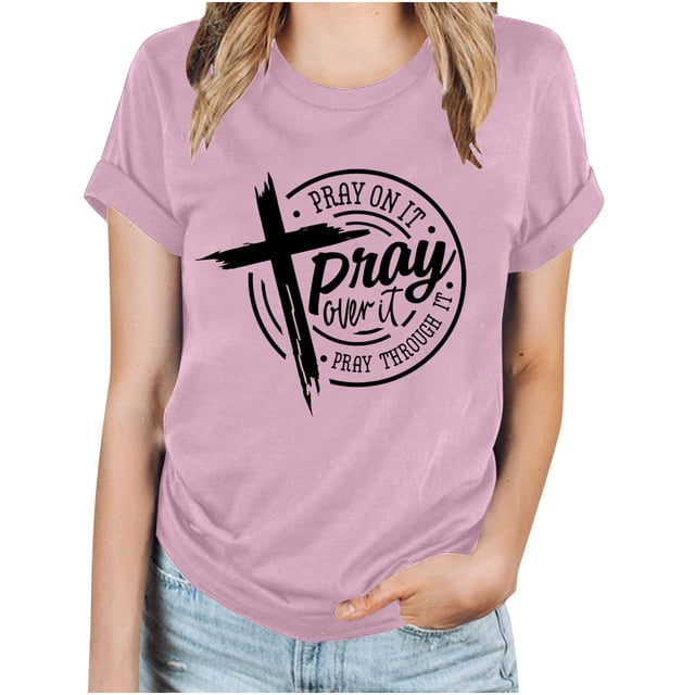 Blusas de Manga Corta para las Mujeres Imprimir Cuello Redondo Camiseta, Blusa Clásica Vintage para la Primavera Y el Verano