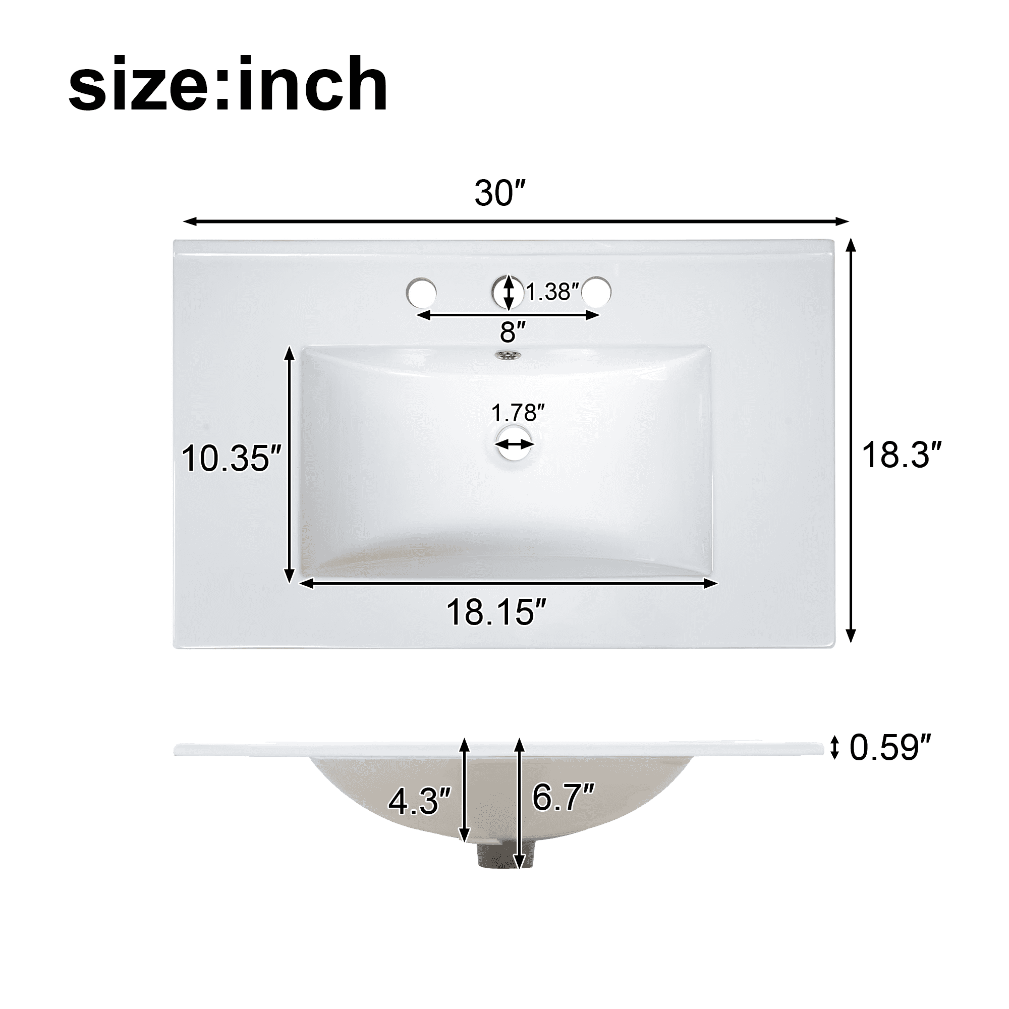 MODERNLUXE 30" Bathroom Vanity with Sink,Modern Bathroom Storage Cabinet with Divider Drawer and 2 Soft-close Doors with Door Organizer,Easy Assembly,White