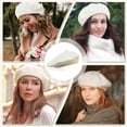 thumbnail image 1 of Unatoiry Solid Color Beret Hat Versatile Addition To Outfit Woman Bonnet Cap Hats For Women Winter Hats Caps Milk White, 1 of 6