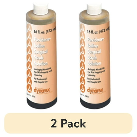 (2 pack) Dynarex Povidone-Iodine Surgical Scrub Solution 16 oz
