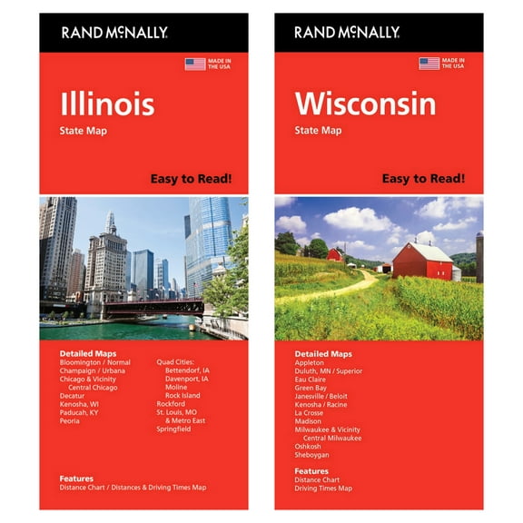 Rand McNally State Maps: Illinois and Wisconsin (2 Maps)
