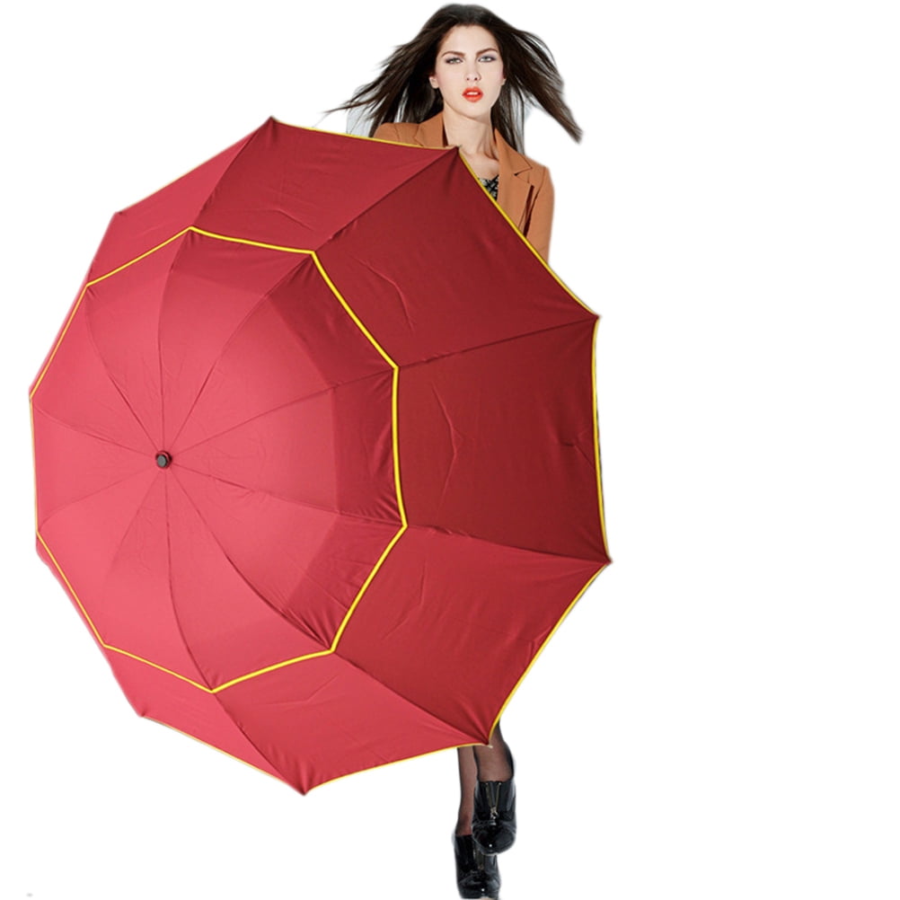 Windproof Water Resistant Microfiber Double Canopy Rain & Sun Cats Umbrella 
